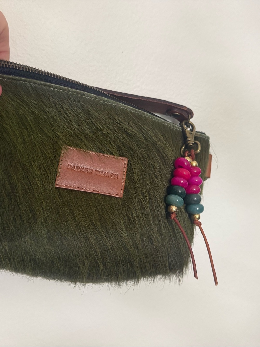Pink and Green Beaded bag charm - Picture 6 of 6